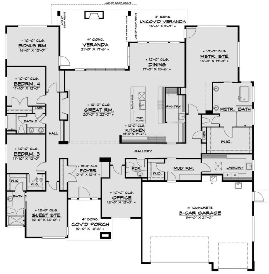 A floor plan for a home with two bedrooms and two bathrooms.