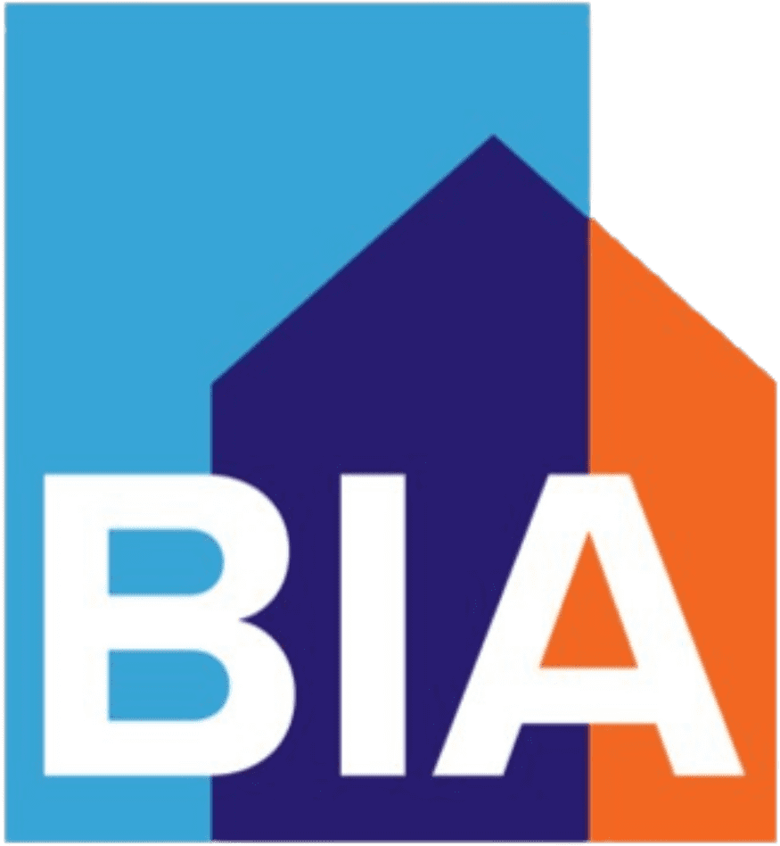The bia logo with an orange, blue, and white house.